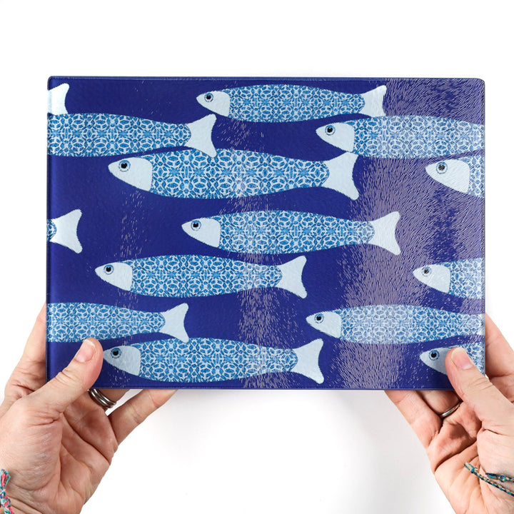 SALE - Navy Blue Ocean Shoal - Small rectangular Worktop Saver (textured)