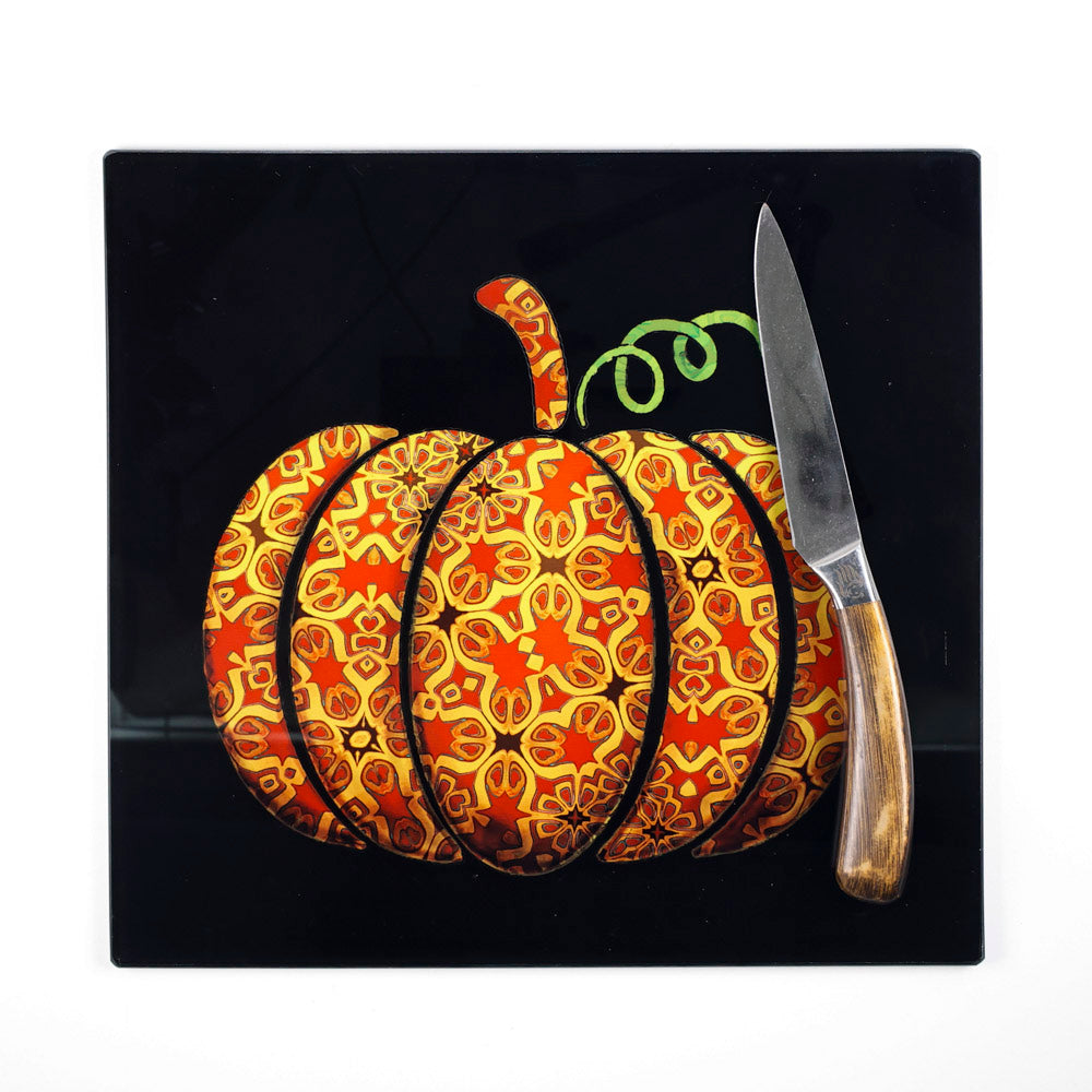 SALE - Red Gold Autumn Pumpkin Square Chopping Board (smooth surface)