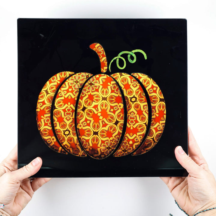 SALE - Red Gold Autumn Pumpkin Square Chopping Board (smooth surface)