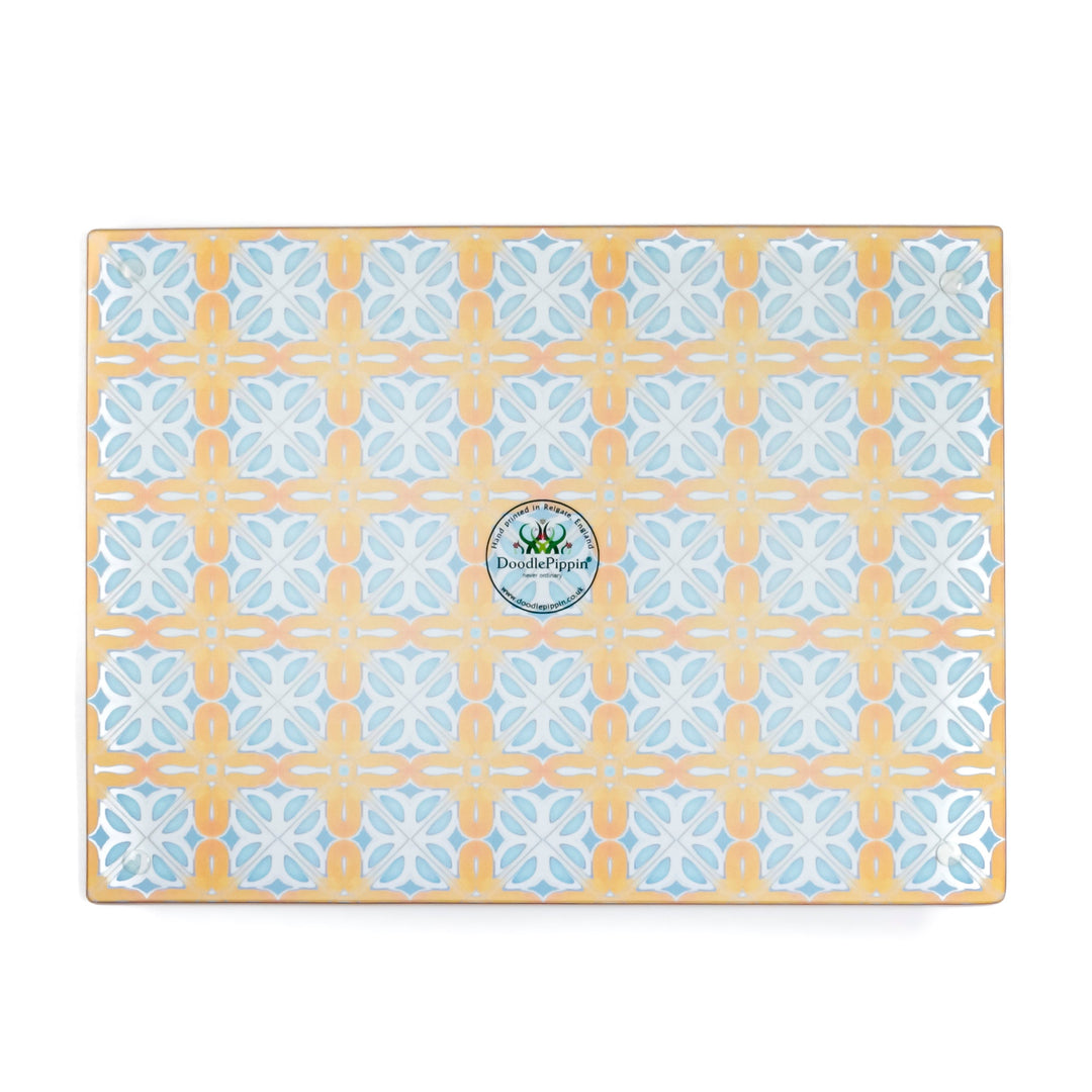 SALE - Small, Smooth Orange Blue Alhambra Chopping Board (20 x 28cm)