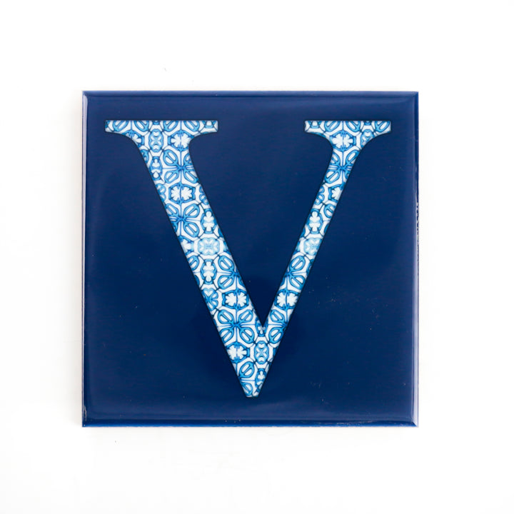 SALE -  Single Ceramic Alphabet Tile -  Letter "V" (10.8cm)