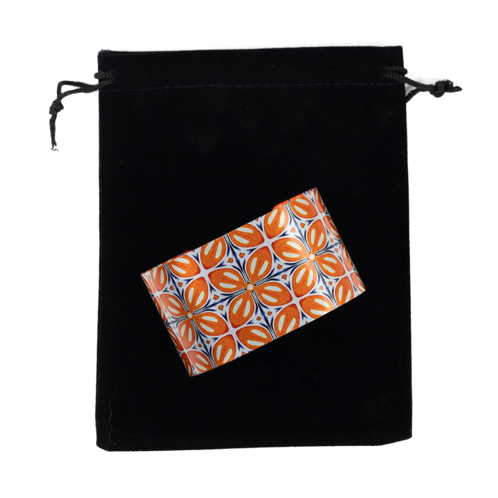 SALE - Orange Fox Flower Cuff Bangle