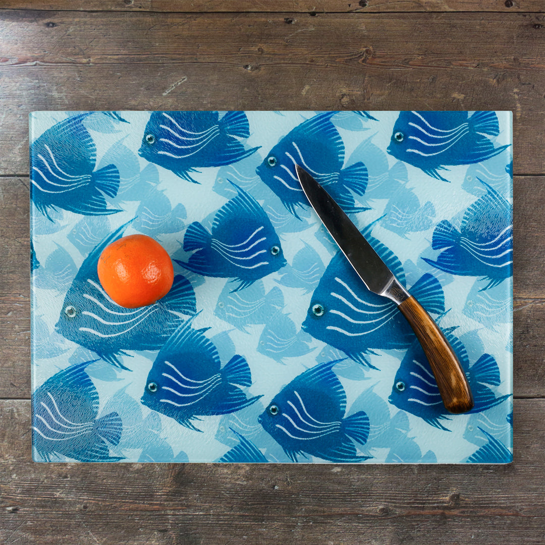 Turquoise &amp; Blue Angel Fish Cutting Board