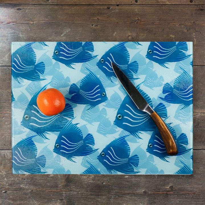 Turquoise &amp; Blue Angel Fish Cutting Board