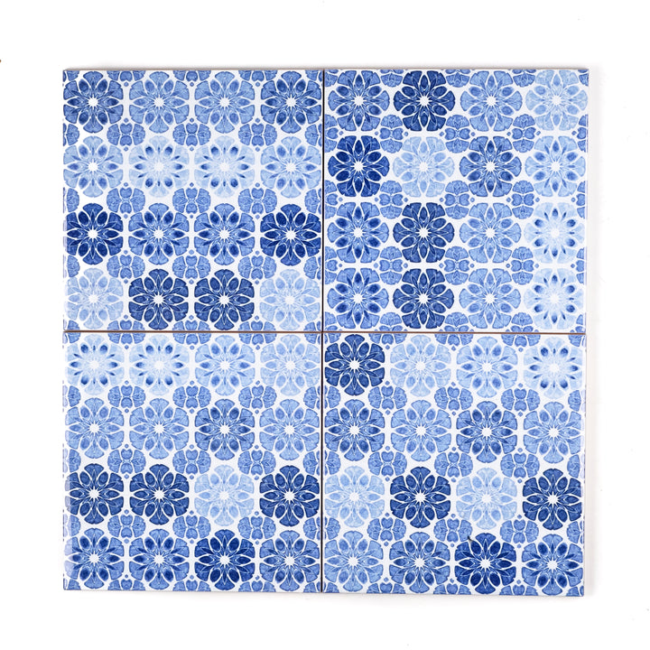 SALE SET - 4x 15.2cm Vintage Denim (small scale) Patchwork Tiles