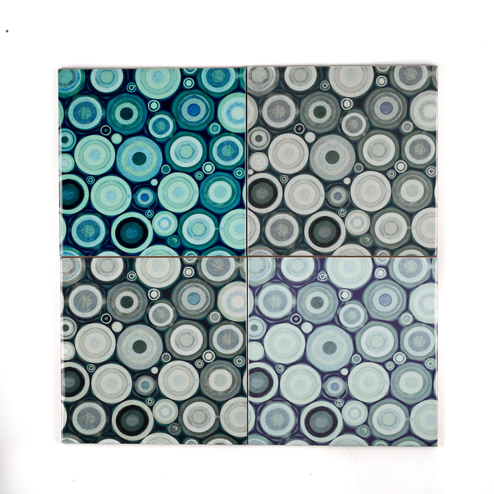 SALE SECONDS - Set of 4 x 15.2 Mixed Planetary Circle tiles