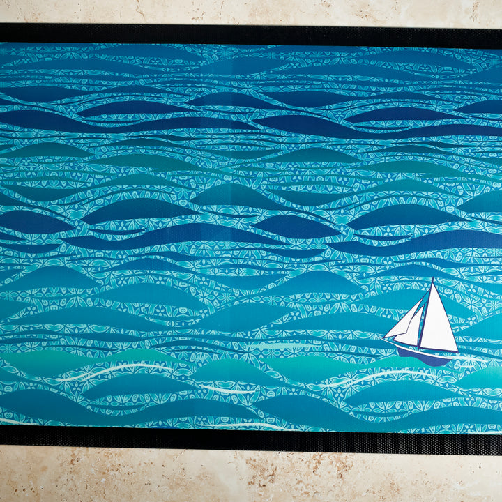 SALE - 60x40cm EXTRA LARGE floor mat - Caribbean Sea