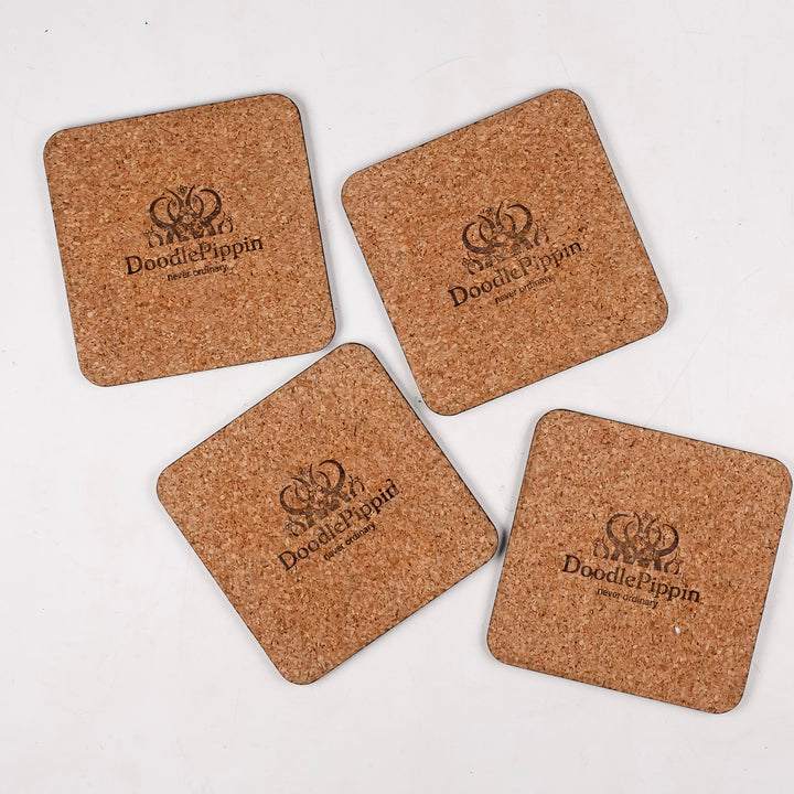 SALE - 4x Wooden Coaster Set (square) - Volcanic Circles design
