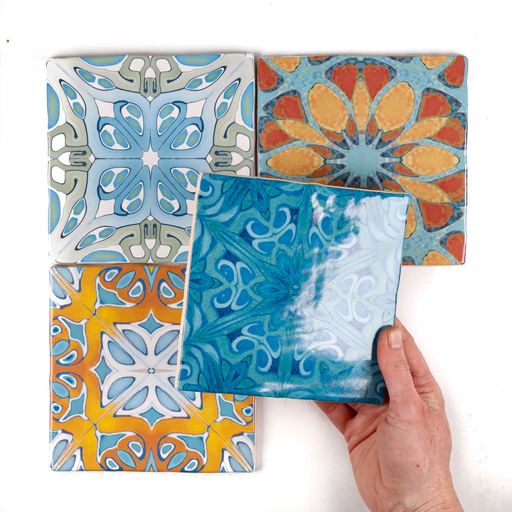 SALE SET - 4x 15cm "Rustic style" prototype tiles (mixed set)