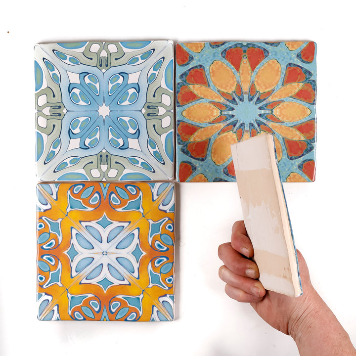 SALE SET - 4x 15cm "Rustic style" prototype tiles (mixed set)
