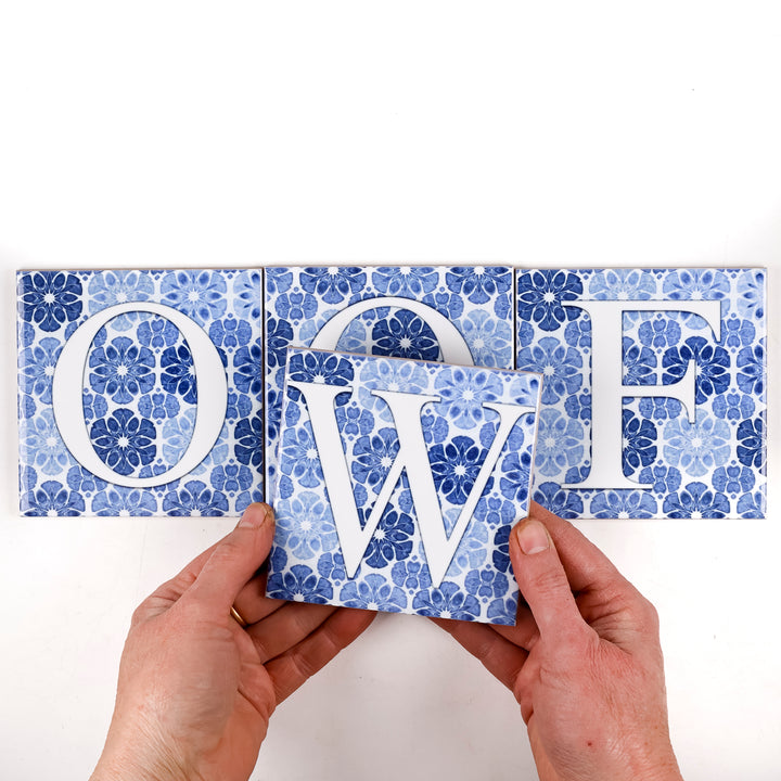 SALE SET of 4x 10.8cm Letter Tiles ("WOOF")