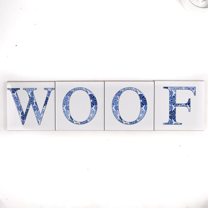 SALE SET of 4x 10.8cm Letter Tiles ("WOOF")!