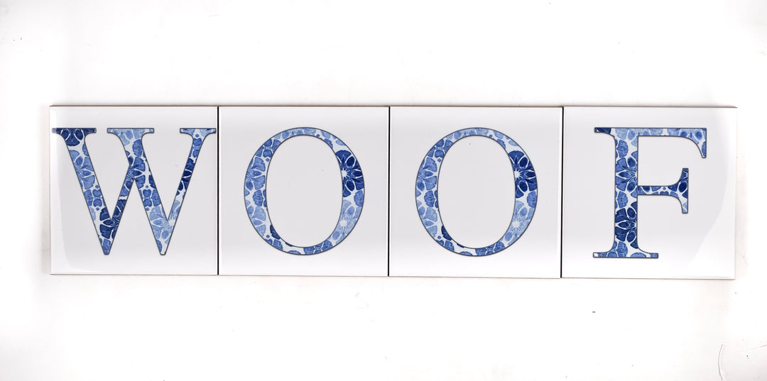 SALE SET of 4x 10.8cm Letter Tiles ("WOOF")!