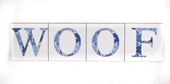 SALE SET of 4x 10.8cm Letter Tiles ("WOOF")!