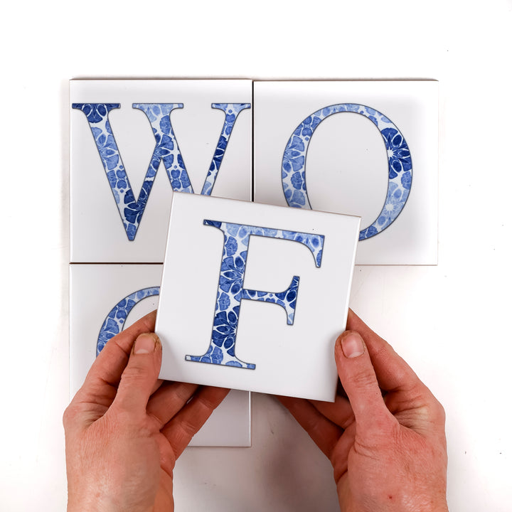 SALE SET of 4x 10.8cm Letter Tiles ("WOOF")!
