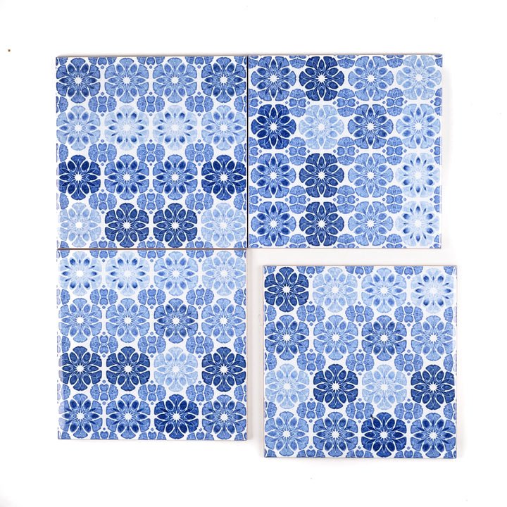 SALE SET - 4x 15.2cm Vintage Denim (small scale) Patchwork Tiles
