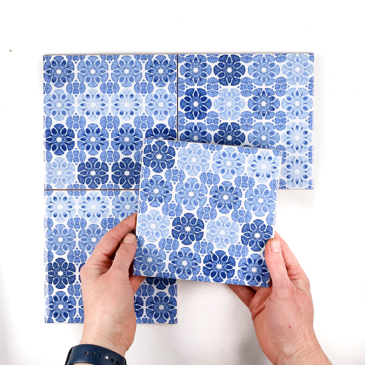 SALE SET - 4x 15.2cm Vintage Denim (small scale) Patchwork Tiles
