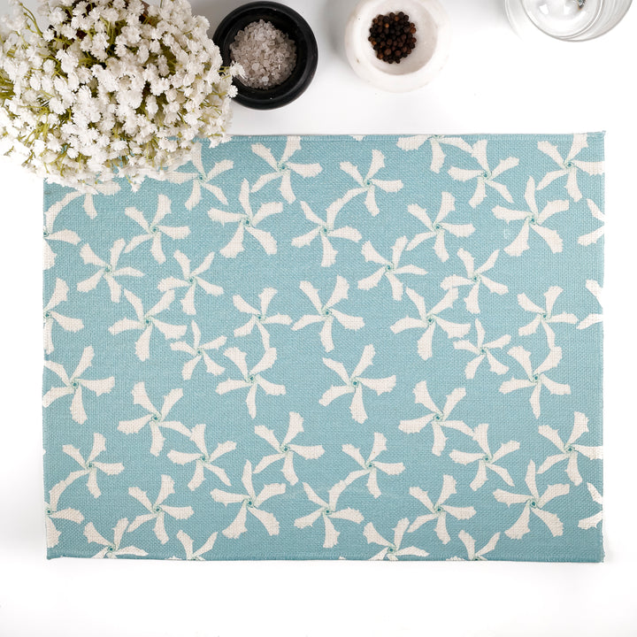 Pale Blue Jasmine Design Fabric Placemat