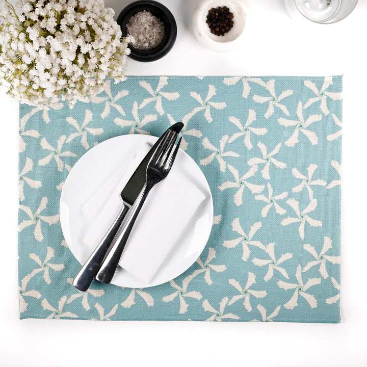 Pale Blue Jasmine Design Fabric Placemat