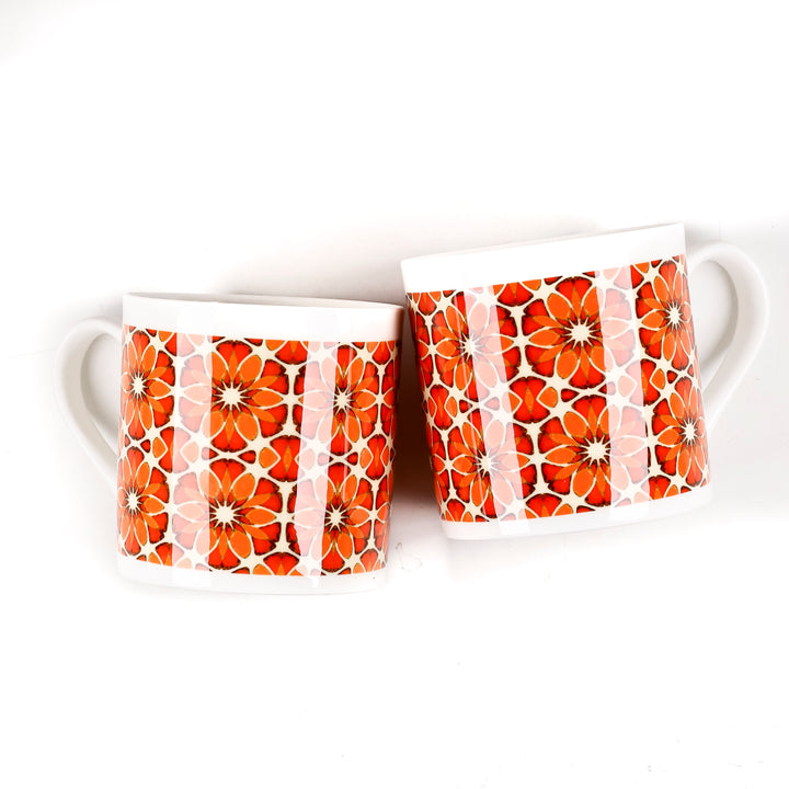SALE SECONDS - Set of 2x Moroccan Flower Bone China Mugs