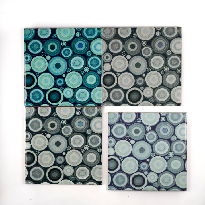 SALE SECONDS - Set of 4 x 15.2 Mixed Planetary Circle tiles