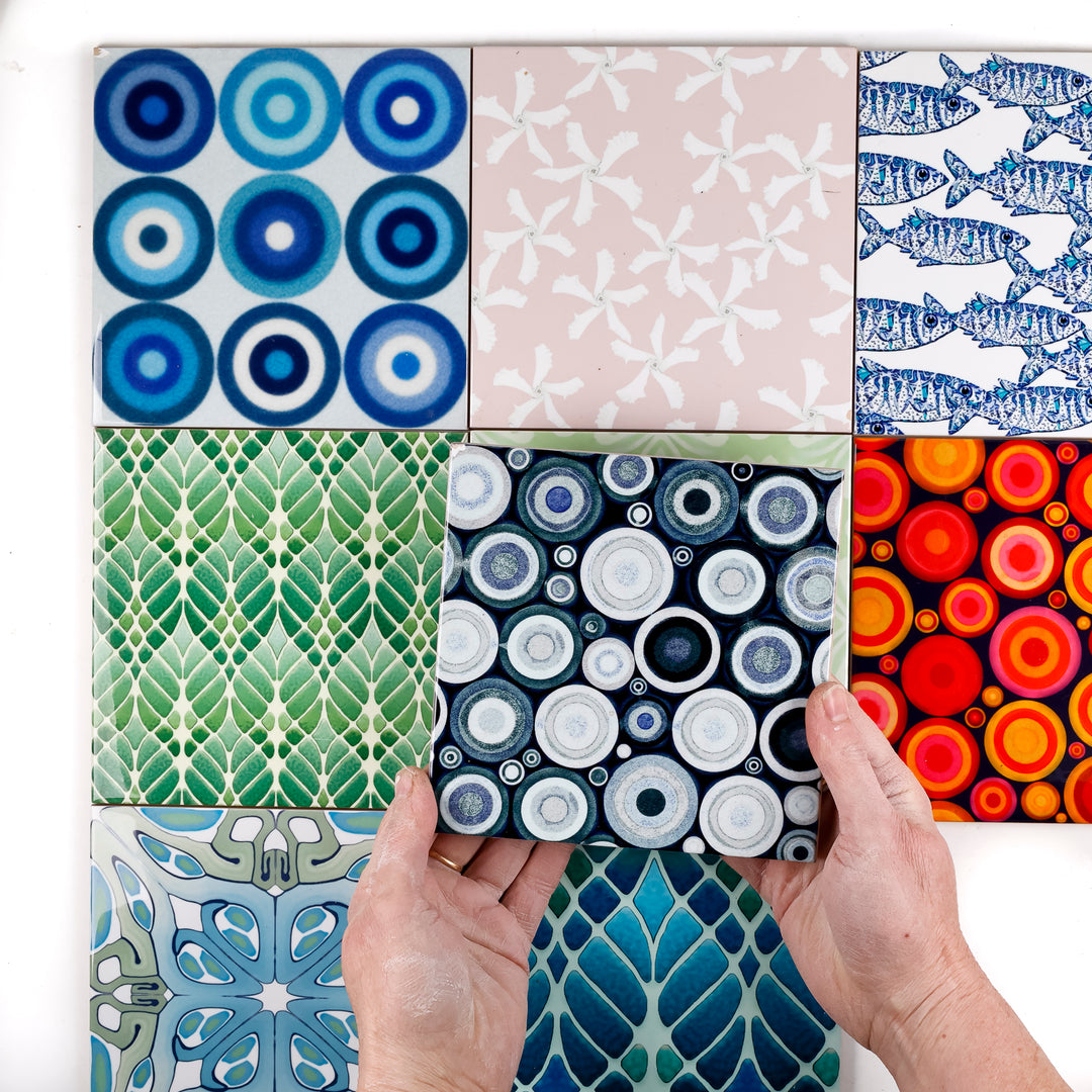 SALE SECOND SET of 9x 15.2cm - Mixed Design Tiles