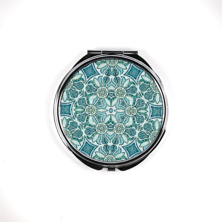 SALE - Pomegranate - Blue/Grey - Circular Compact and Lens Cloth