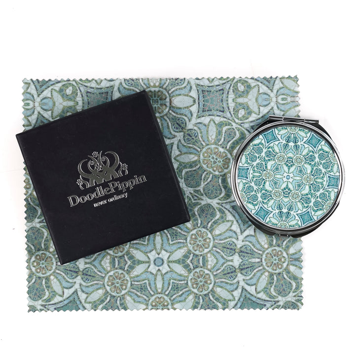 SALE - Pomegranate - Blue/Grey - Circular Compact and Lens Cloth