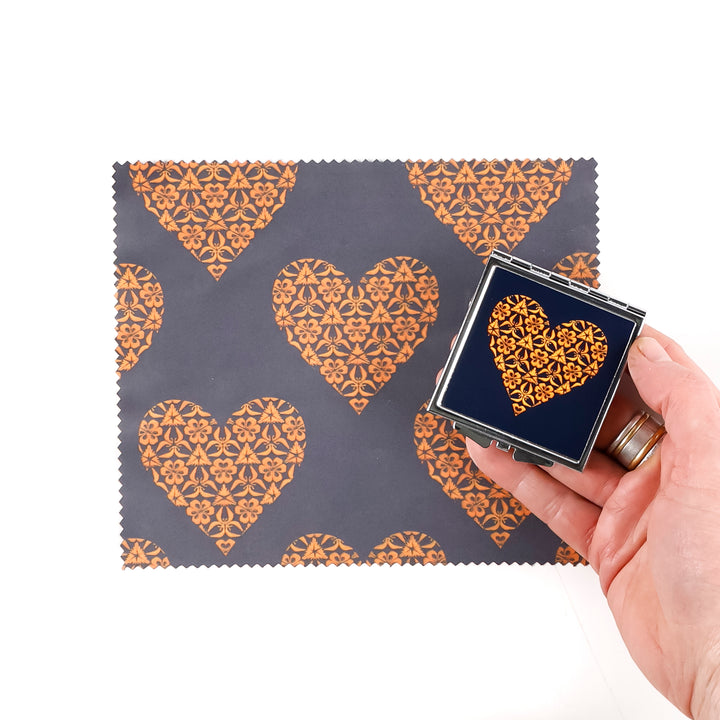 SALE - Square Orange Heart Compact Folding Mirror