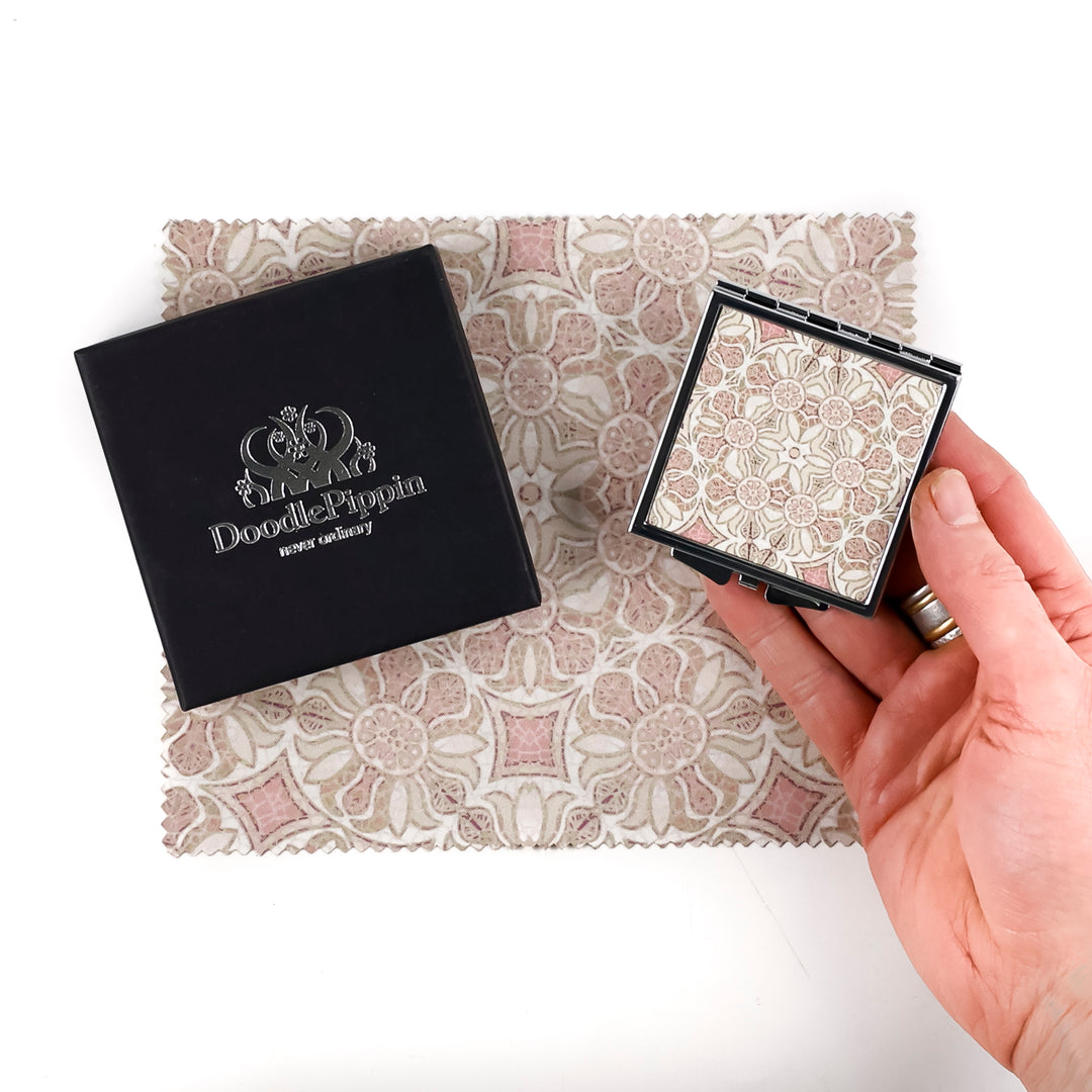 Pomegranate - Pink - Folding Mirror and Lens Cloth