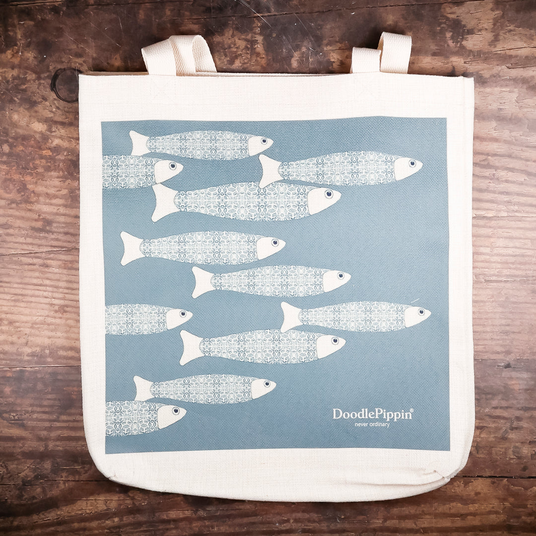 SALE - Blue/Grey Ocean Shoal Canvas Tote Bag