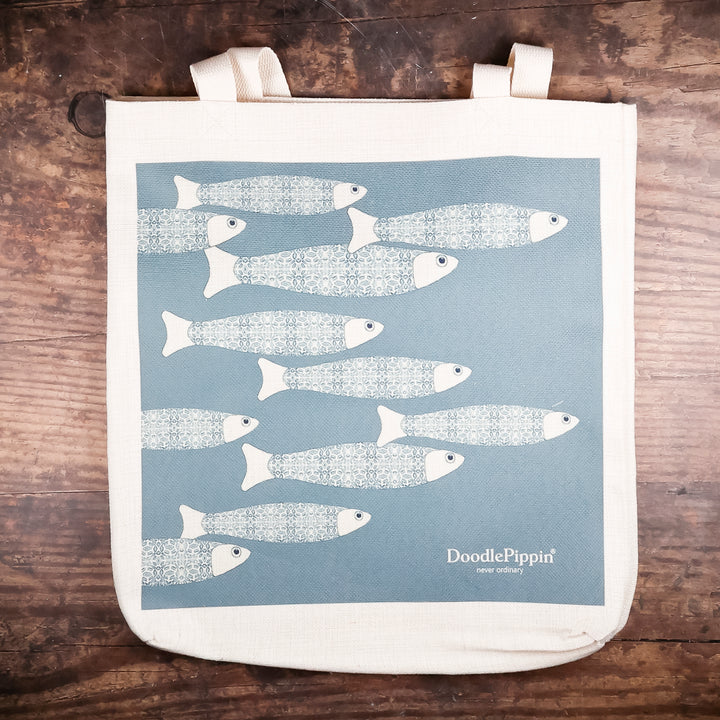 SALE - Blue/Grey Ocean Shoal Canvas Tote Bag