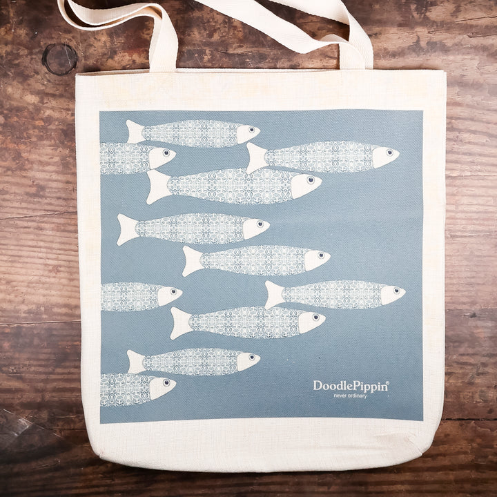 SALE SECOND - Blue/Grey Ocean Shoal Canvas Tote Bag