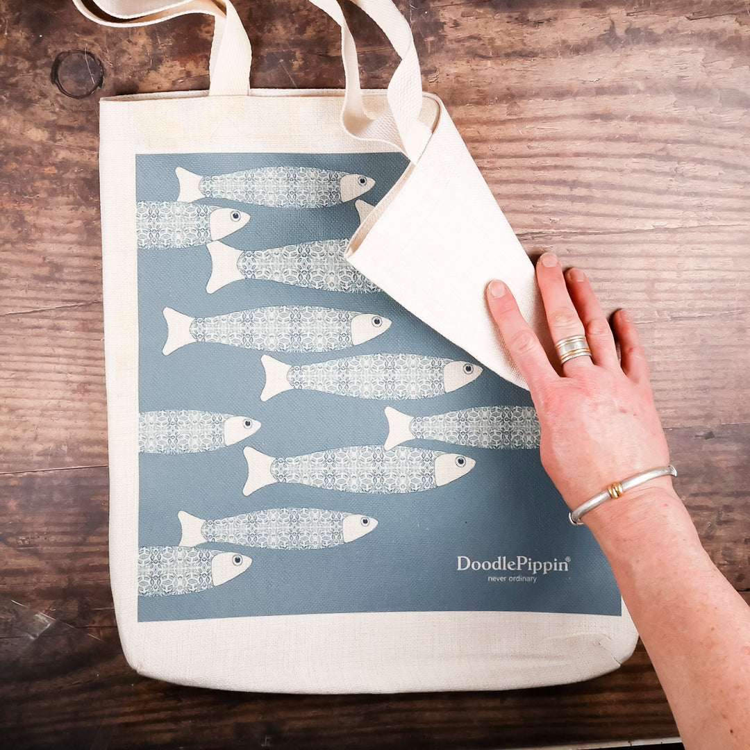 SALE SECOND - Blue/Grey Ocean Shoal Canvas Tote Bag
