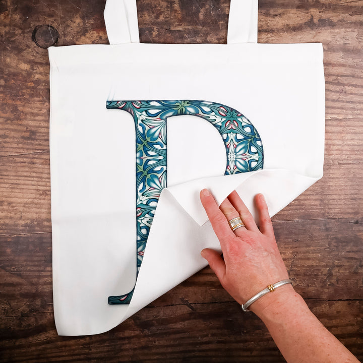 SALE SECOND - Personalised Letter "P" Cotton Tote Bag (flourishing garden)