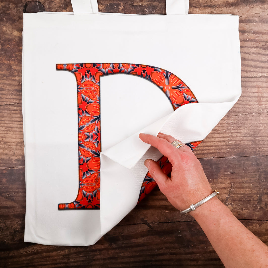 SALE SECOND - Personalised Letter "D" Cotton Tote Bag (orange)