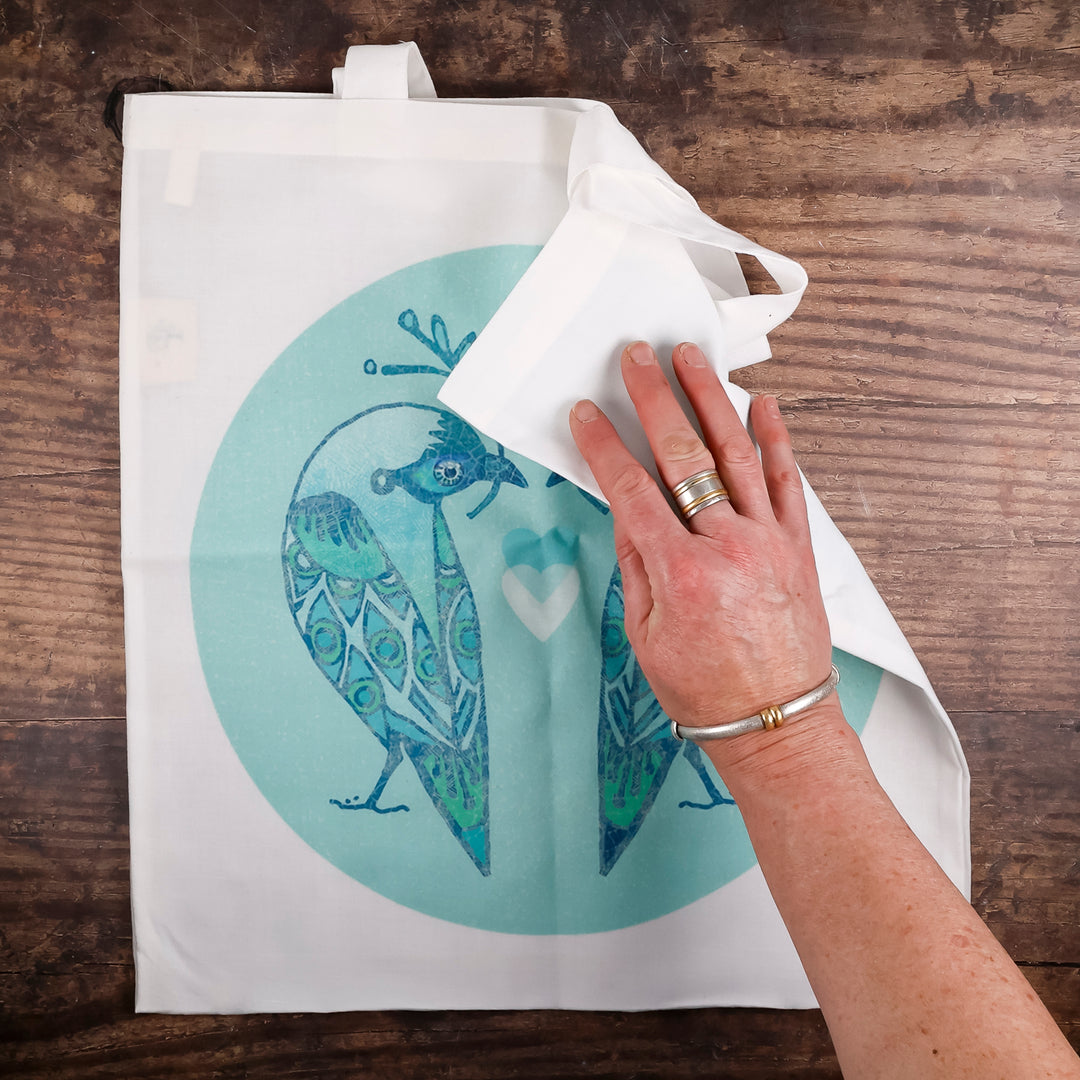 SALE - Turquoise Lovebirds Lightweight packaway bag