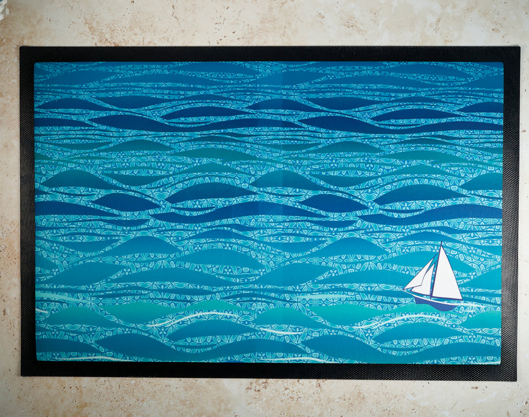 SALE - 60x40cm EXTRA LARGE floor mat - Caribbean Sea