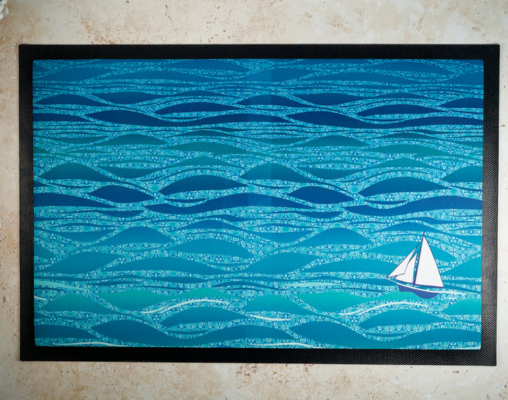 SALE - 60x40cm EXTRA LARGE floor mat - Caribbean Sea