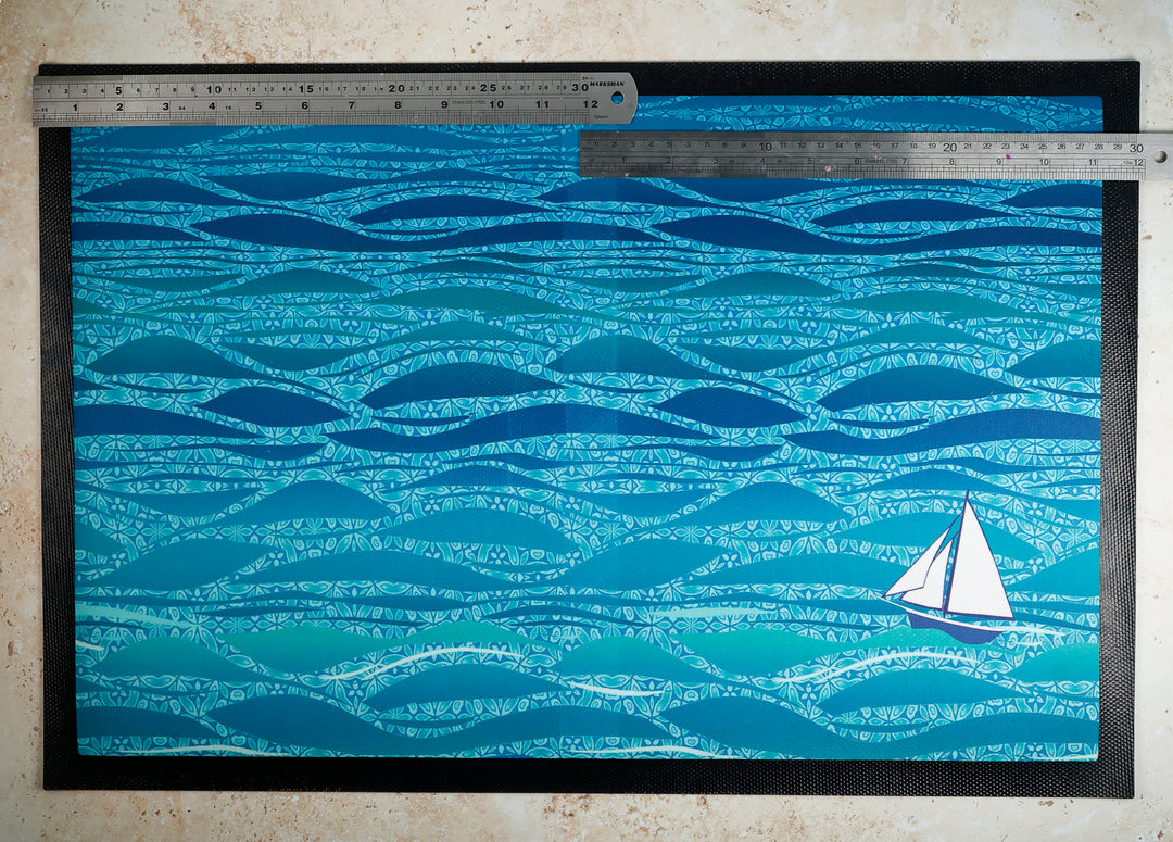 SALE - 60x40cm EXTRA LARGE floor mat - Caribbean Sea