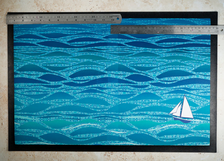 SALE - 60x40cm EXTRA LARGE floor mat - Caribbean Sea