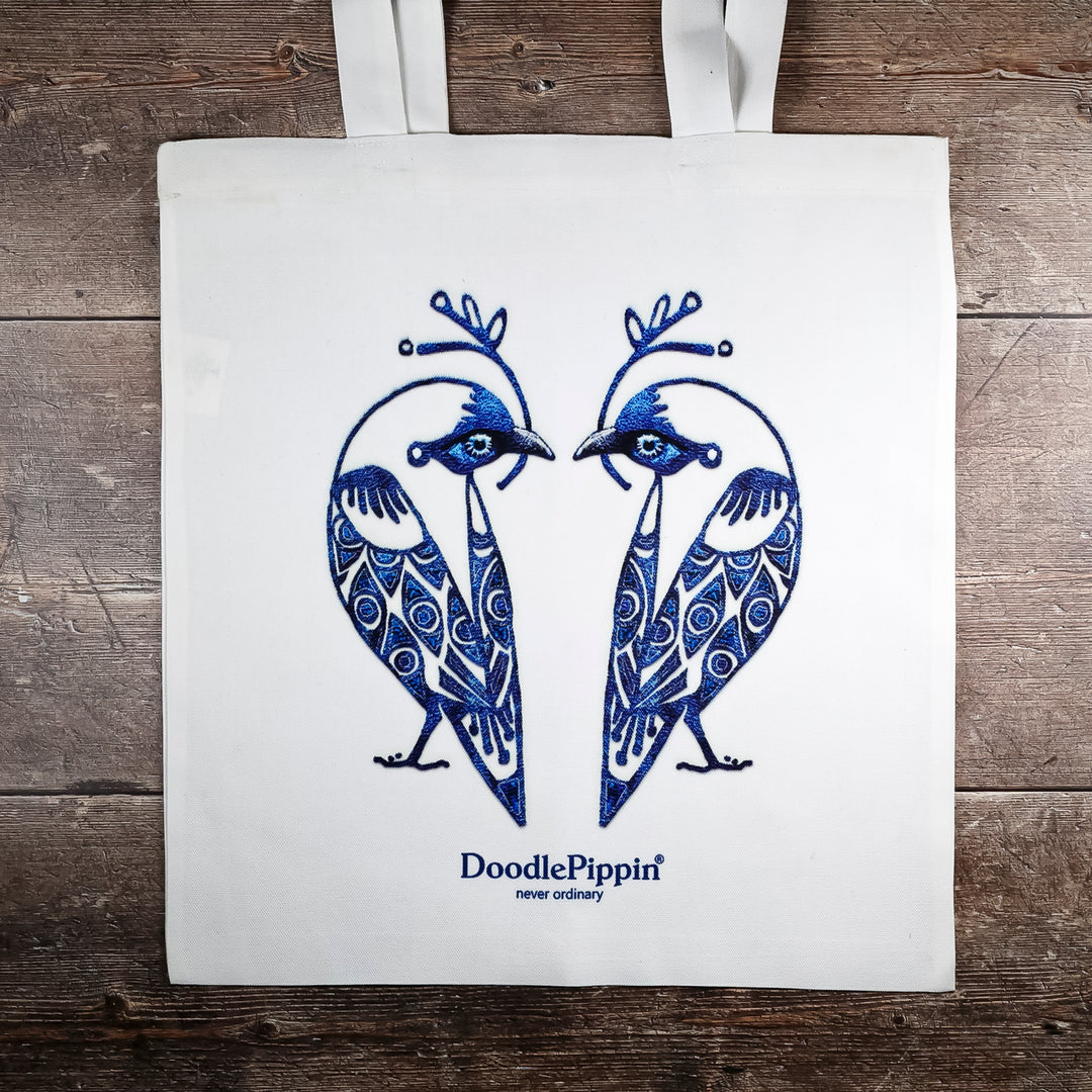Lovebirds Bag - Blue &amp; White