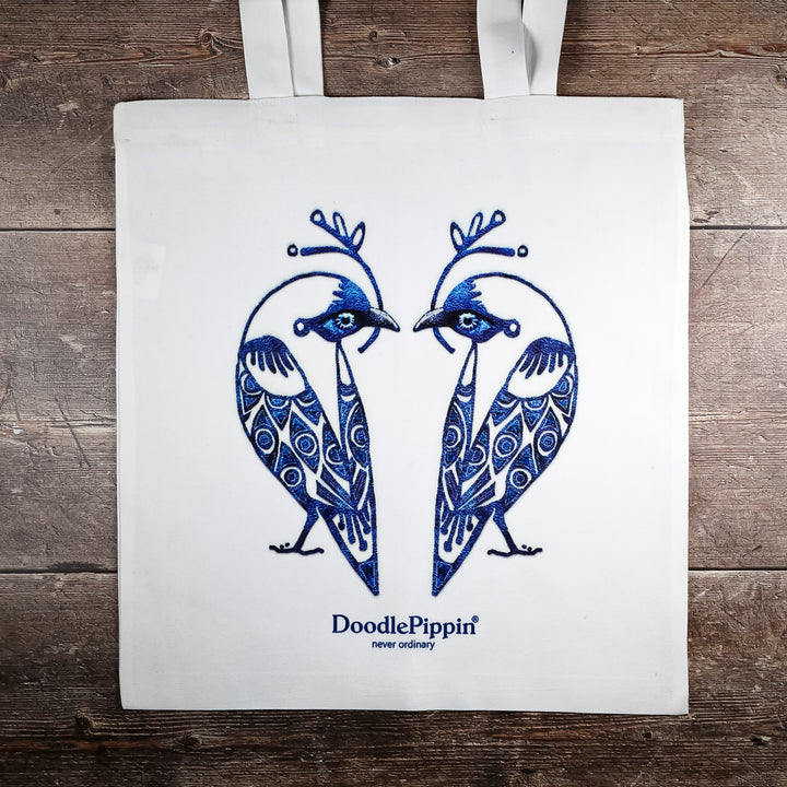 Lovebirds Bag - Blue &amp; White