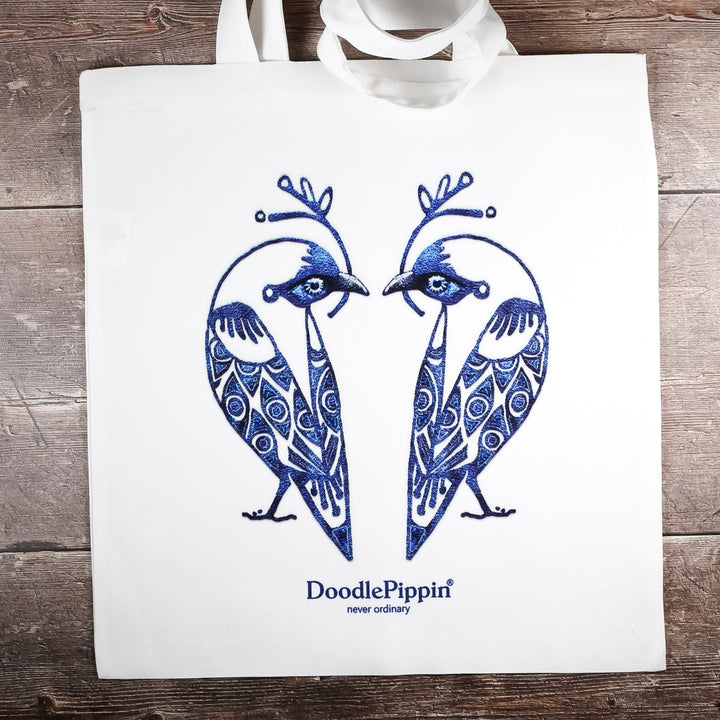 Lovebirds Bag - Blue &amp; White