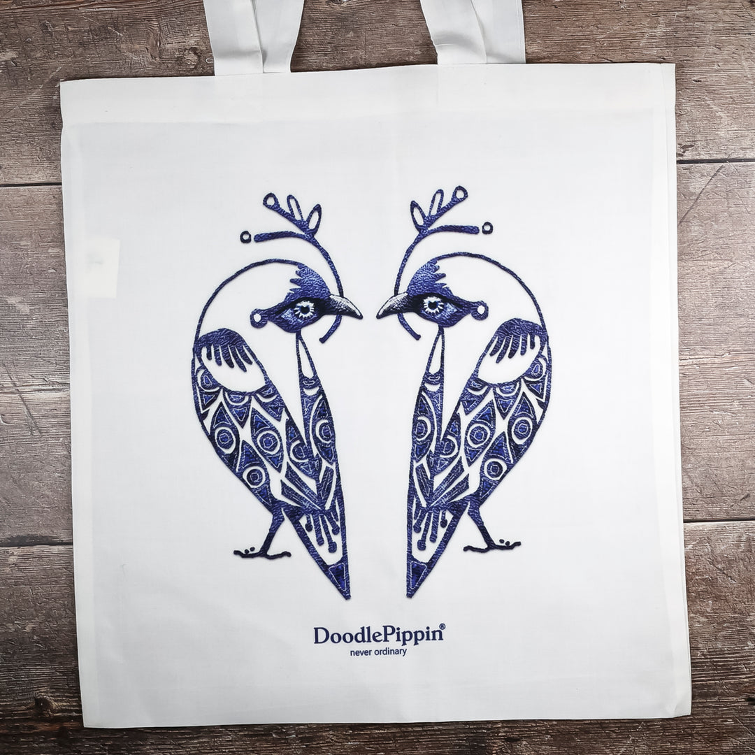 Lovebirds Bag - Blue &amp; White