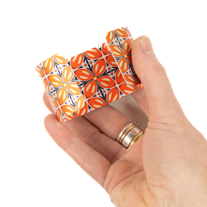 SALE - Orange Fox Flower Cuff Bangle