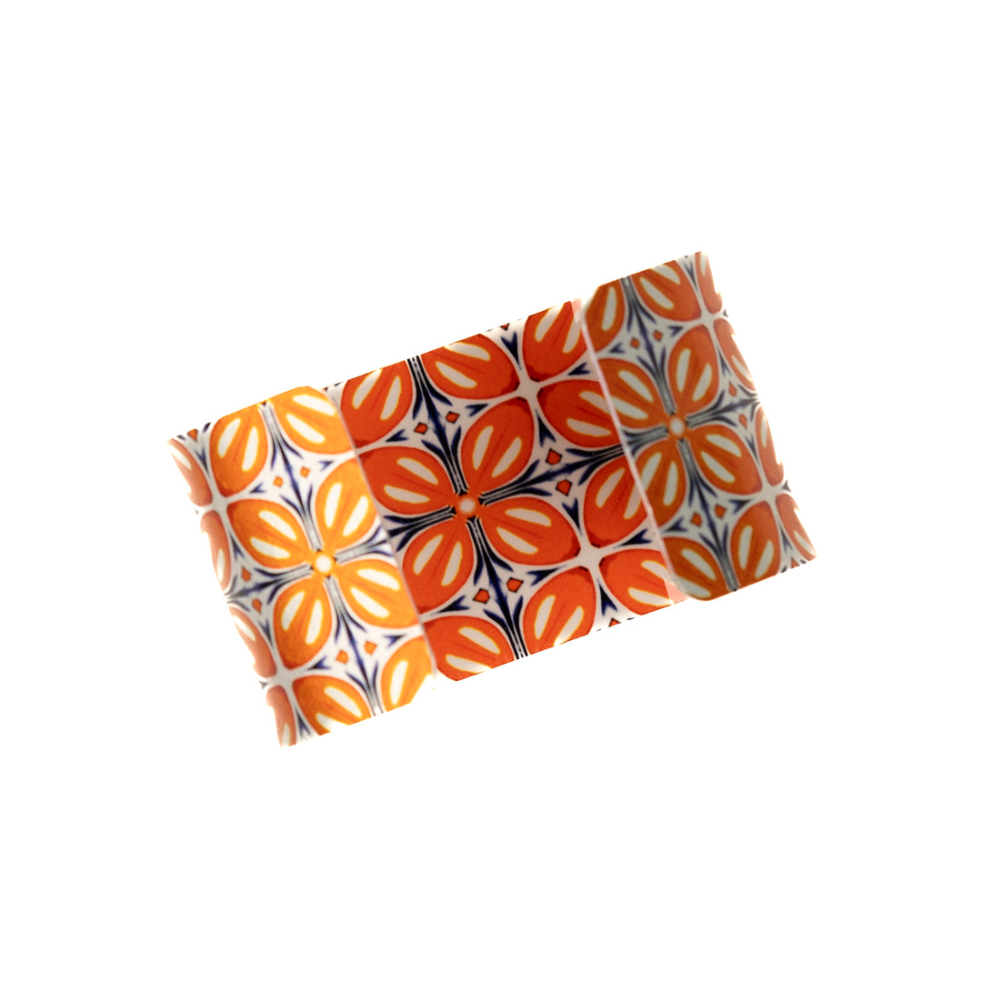 SALE - Orange Fox Flower Cuff Bangle