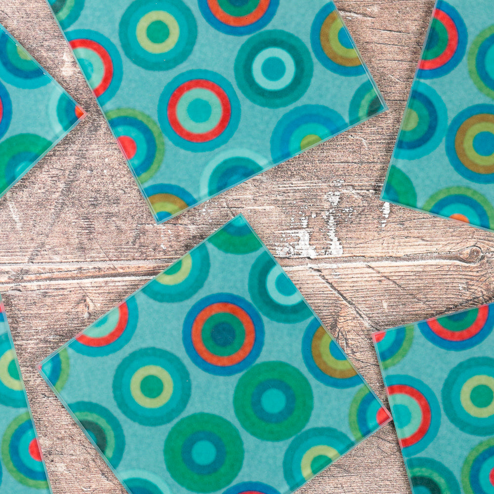 Colourful Circles on Blue - Coaster Set
