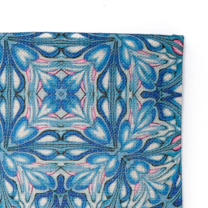 Flourishing Garden Fabric Placemat - Blue Pink colourway