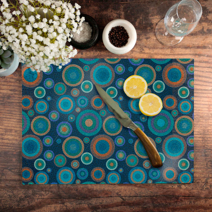 Starry Night Chopping Board - Denim Turquoise Orange